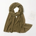 Olive green chiffon long scarf with pleated texture and delicate hem for women - Olive Green Fine Pleated Style (YW072-23#)