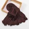 Lange koffiebruine hoofddoek met ruches van rekbare gebreide stof voor veelzijdige styling - 5# Koffie