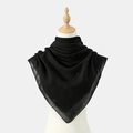 Close-up of black hijab featuring sparkling rhinestones on lightweight breathable fabric - Black