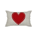 Polka dot rectangular pillowcase featuring a red stitched heart print for Valentine decor - Red Heart Polka Dots (JYZ027-1)