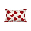 Rectangular cream pillowcase with red hearts and black polka dots for home decor - Multiple Red Hearts (JYZ027-3)