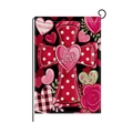 Valentine's Garden Flag featuring red cross with pink love heart and floral pattern - Red Dotted Cross Love Style (HYQ080-6)