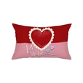 Rectangular pillowcase with red heart and Be mine script on red pink split background - Be Mine Pink Red (JYZ027-7)