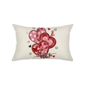 Rectangular cream pillowcase featuring red hearts and love calligraphy for Valentines - Love Heart Strings (JYZ027-8)
