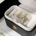 Elegant silver hollow abacus shaped adjustable open ring in a premium jewelry gift box - Silver