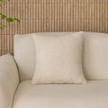 Beige corduroy square pillow cover with patchwork design and textured stripes - 40*40cm / Single Pillowcase / Milky White