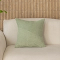 Sage green corduroy throw pillow cover with a geometric windmill patchwork pattern - Forest Green