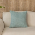 Sage green corduroy cushion cover featuring minimalist geometric patchwork design - Distant Mountain Blue