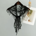 Élégant voile de mariée en dentelle noire avec broderie et franges perlées - Avec Glands Perlés / Noir