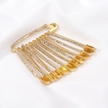 Goldene Sicherheitsnadel-Brosche mit Kristallen für Taille und Hidschab-Styling - Gold Weißer Zirkonia