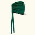 Dettaglio turbante elastico verde con pieghe laterali e lunghe cinghie regolabili. - Taglia unica / 9# Verde