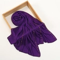 Deep purple modal hijab with elegant gold beaded trim and soft draped texture - 170cm / Purple