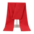 Detail view of red festive scarf featuring smooth texture and fine tassel edges - Bright Red Short Tassel Style (7#)