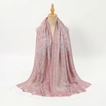 Detail of bohemian paisley jacquard shawl with decorative white fringe tassels - 184*70cm / White Red (2#)