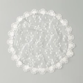 White circular lace bridal veil with floral embroidery and scalloped edges for women - White