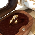 Macro-opname van 18K goud ster en maan ring met zirkoon in een geschenkdoos - Ster en Maan (Goud) / Goud
