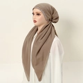 Hijab etnico color kaki scuro con perline squisite e strass per donne eleganti - Cachi (Stile 3)