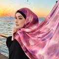 Ethnic chiffon hijab featuring a pink and purple gradient watercolor print for women - 180cm / Pink Purple Gradient (YW336)