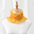 Detailed view of yellow pleated polyester ruffles on a decorative fake collar accessory - 3# Yellow