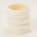 Winter gebreide nekwarmer in gebroken wit met dikke thermische voering - Wit