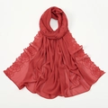 Red floral embroidered chiffon hijab scarf versatile long shawl for women fashion headwrap - 11#Red