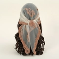 Eleganter 80x80 bestickter Seidenschal mit Paisley-Blumenmuster für Damen-Kopfschmuck - Beige