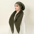 Turbante etnico verde scuro con decorazione di perline per donne musulmane - Verde Militare (5#)