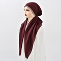 Burgundy ethnic hijab with sparkling white rhinestone embellishments and elegant draping - Wine Red (7#)