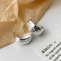 Elegant silver C-shaped stud earrings with textured diagonal cut finish for women - Diagonal Cut C-Shaped Style (A-1814)