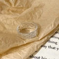 Elegant silver open ring with hollow diamond lattice and beaded edge texture for women - Silver