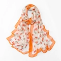 Sciarpa di chiffon con tulipani rossi e bordo arancione su sfondo bianco pulito - Bordo Arancione Tulipano (XQ478-10#Arancione)