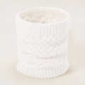 Witte gebreide nekwarmer met kabelpatroon en dikke fleecevoering voor de winter - Gebleekt Wit