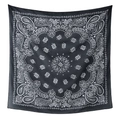 Pañuelo cuadrado de poliéster negro con estampado paisley blanco y un bordo elegante - 110*110cm / 8#