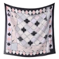Elegante pañuelo cuadrado de poliéster con estampados de cadenas y borlas en rosa y negro - 110*110cm / 10#