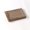 Coffee brown chiffon hijab with delicate golden bead trim edges in folded display - Gold Beaded Edge / 180cm / Light Khaki