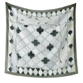 Elegante pañuelo cuadrado de poliéster con diseño de cadena y borde verde oscuro - 110*110cm / 11#