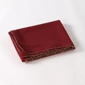Deep red chiffon hijab scarf with elegant golden bead trim detail in flat lay view - Gold Beaded Edge / 180cm / Burgundy