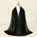 Pañuelo ligero de gasa negra con elegantes adornos geométricos de diamantes imitación - Estilo de Borde Trenzado con Diamantes Negro (YW389-1#Negro)