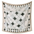 Elegante pañuelo cuadrado de poliéster con motivo de cadena y borde beige chic para mujer - 110*110cm / 12#