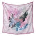 Elegante pañuelo cuadrado de poliéster con estampado abstracto de acuarela y borde rosa - 110*110cm / 13#