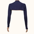 Rear view of navy blue sun protection shawl with elastic knitted fabric on mannequin - L / Navy Blue