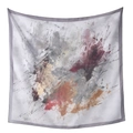 Elegante pañuelo cuadrado de poliéster con estampado artístico abstracto y borde gris - 110*110cm / 15#