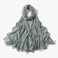Medium gray crinkle scarf for women with soft cotton feel and fringe edges - 190*80cm / 9# Fog Blue