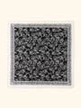 Detail of elegant black and white floral pattern on 90cm square satin silk scarf - Black and White Complex Floral Style (1#)