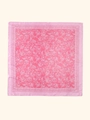 Detailed top view of a 90cm square satin scarf featuring floral vine patterns and pink borders - Deep Pink Vine Floral Style (2#)