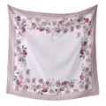 Pañuelo cuadrado de poliéster para mujer con elegante borde floral en rosa y blanco - 110*110cm / 16#