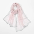 Sciarpa leggera in chiffon rosa pallido e grigio con elegante stampa floreale botanica - 160x50cm / Bordo Grigio (XQ514-2#)