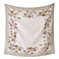 Elegante pañuelo cuadrado de poliéster con borde floral y estampado de rosas vintage - 110*110cm / 17#