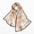 Sciarpa classica in chiffon maculata marrone con eleganti bordi a fiori scuri - 160x50cm / Caffè (XQ515-3#)