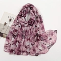 Floral print voile scarf in purple and pink tones with elegant flower patterns - Purple Pink Vintage Floral (VS713-3#)